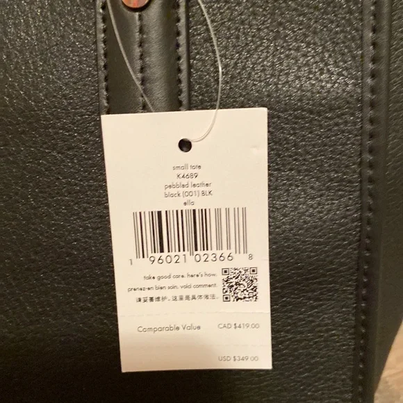 NWT Kate Spade Ella Small Black Pebbled Leather White Logo Crossbody Handbag - Picture 5 of 9